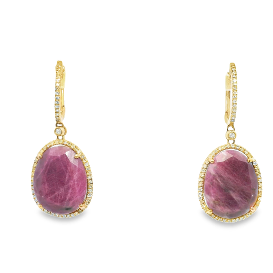 0.36CT Diamond Ruby 14k Rose Gold Earring