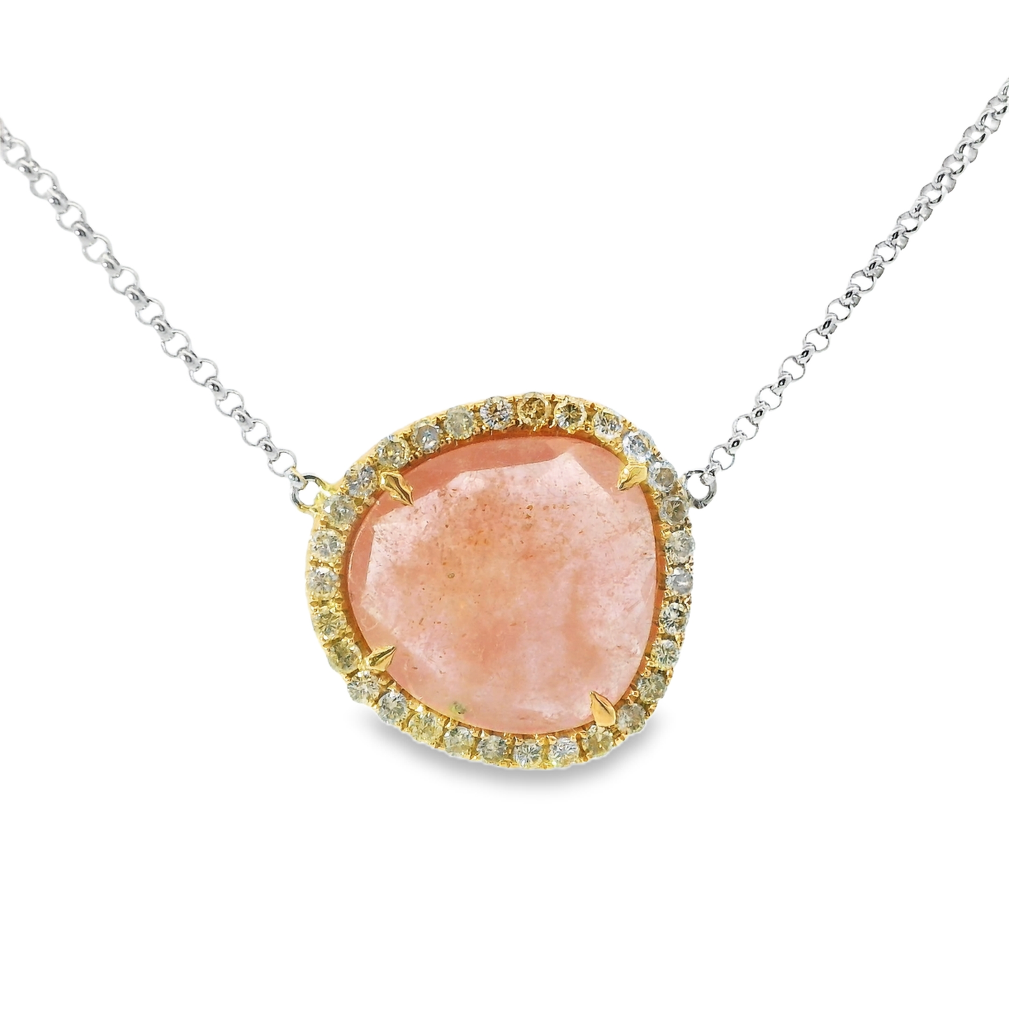 0.85CT Diamond with  Sapphire 18k White Gold Pendant
