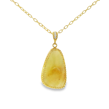 0.03CT Diamond with Yellow Slice Sapphire 14k Yellow Gold