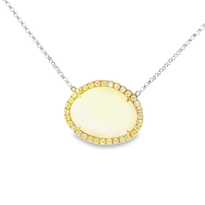 10.50CT Diamond with Yellow Citrine Sapphire 18k White Gold