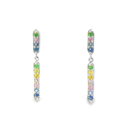 0.35CT Mixed Sapphire 14k White Gold Earring