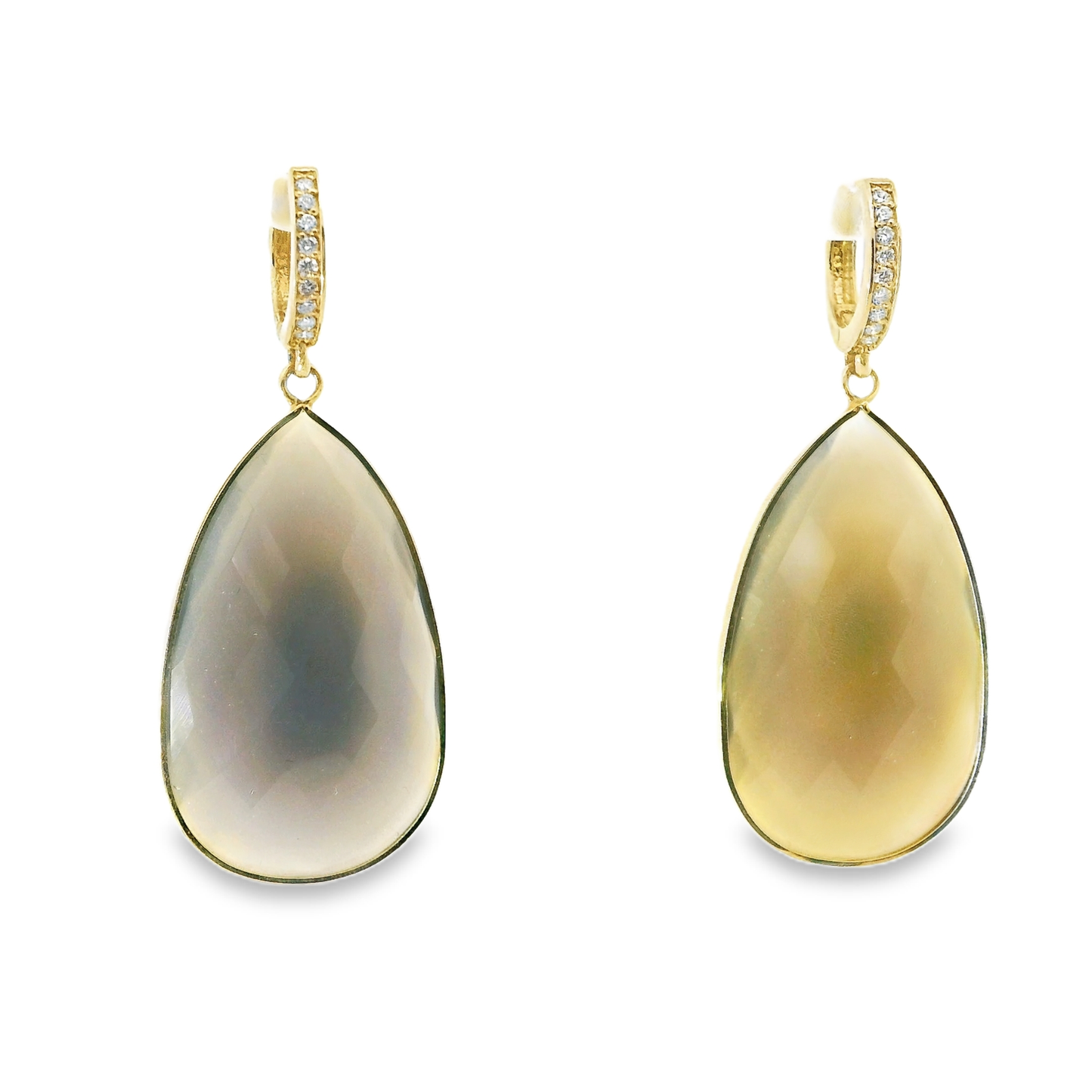 0.15CT Diamond with Blue Agate 14k Yellow Gold Earring