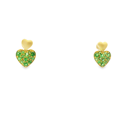 0.64CT Green Sapphire 14k Yellow Gold Earring