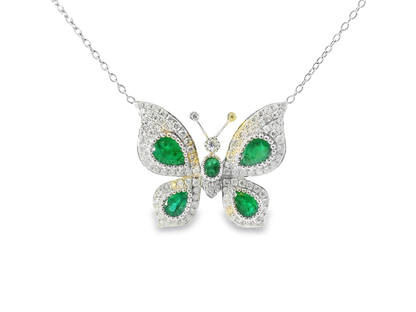 1.25CT Diamond 2.23CT Emerald 18k White Gold