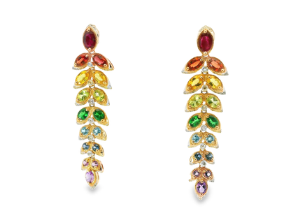 0.32CT Diamond 6.30CT Mixed Sapphire 14k Rose Gold Earring