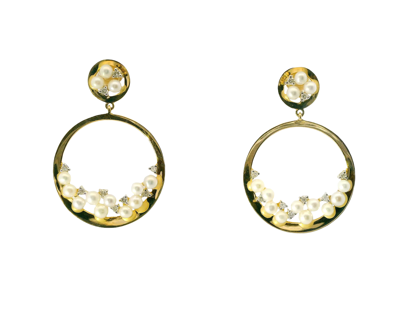 0.18CT Diamond  14k White Gold Pearl Earring