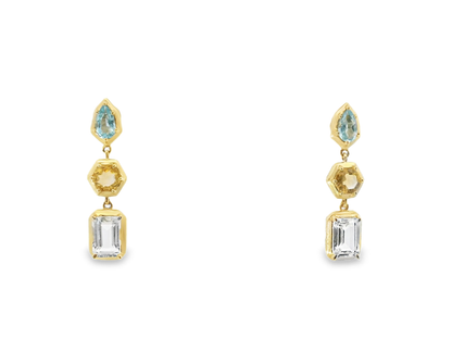 Topaz Citrine & Peridot 14k Yellow Gold Earring