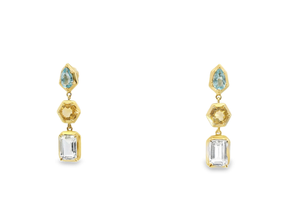 Topaz Citrine & Peridot 14k Yellow Gold Earring