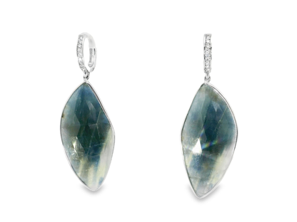 0.15CT Diamond with Blue Sapphire 14k White Gold Earring