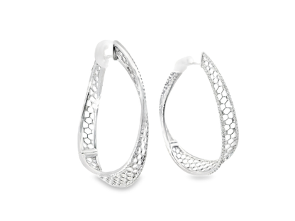0.78CT Diamond HOOP 14k White Gold Earring