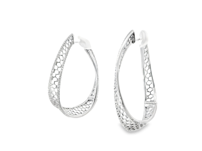 0.78CT Diamond HOOP 14k White Gold Earring