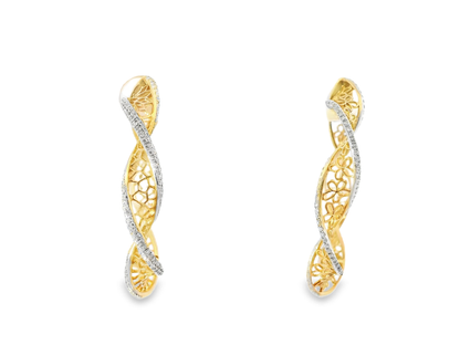 0.66CT Diamond HOOP 14k Rose Gold Earring