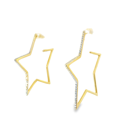 0.30CT Diamond HOOP 14k Yellow Gold Earring