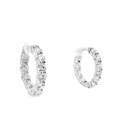 5.25CT Diamond Hoop Earrings 14k White Gold