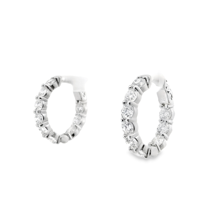 5.25CT Diamond Hoop Earrings 14k White Gold
