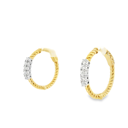 0.50CT Diamond Hoop Earrings 14k Yellow Gold