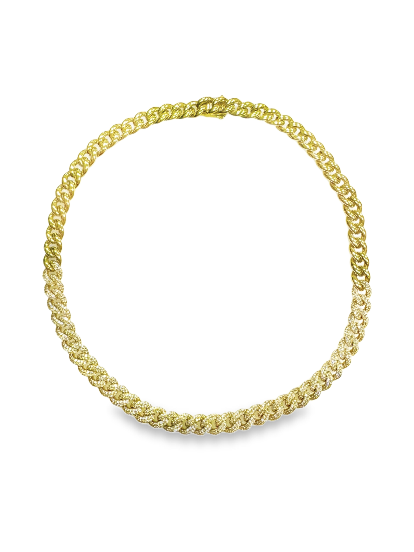 5.05CT Diamond Cuban Chain Necklace 14k Yellow Gold