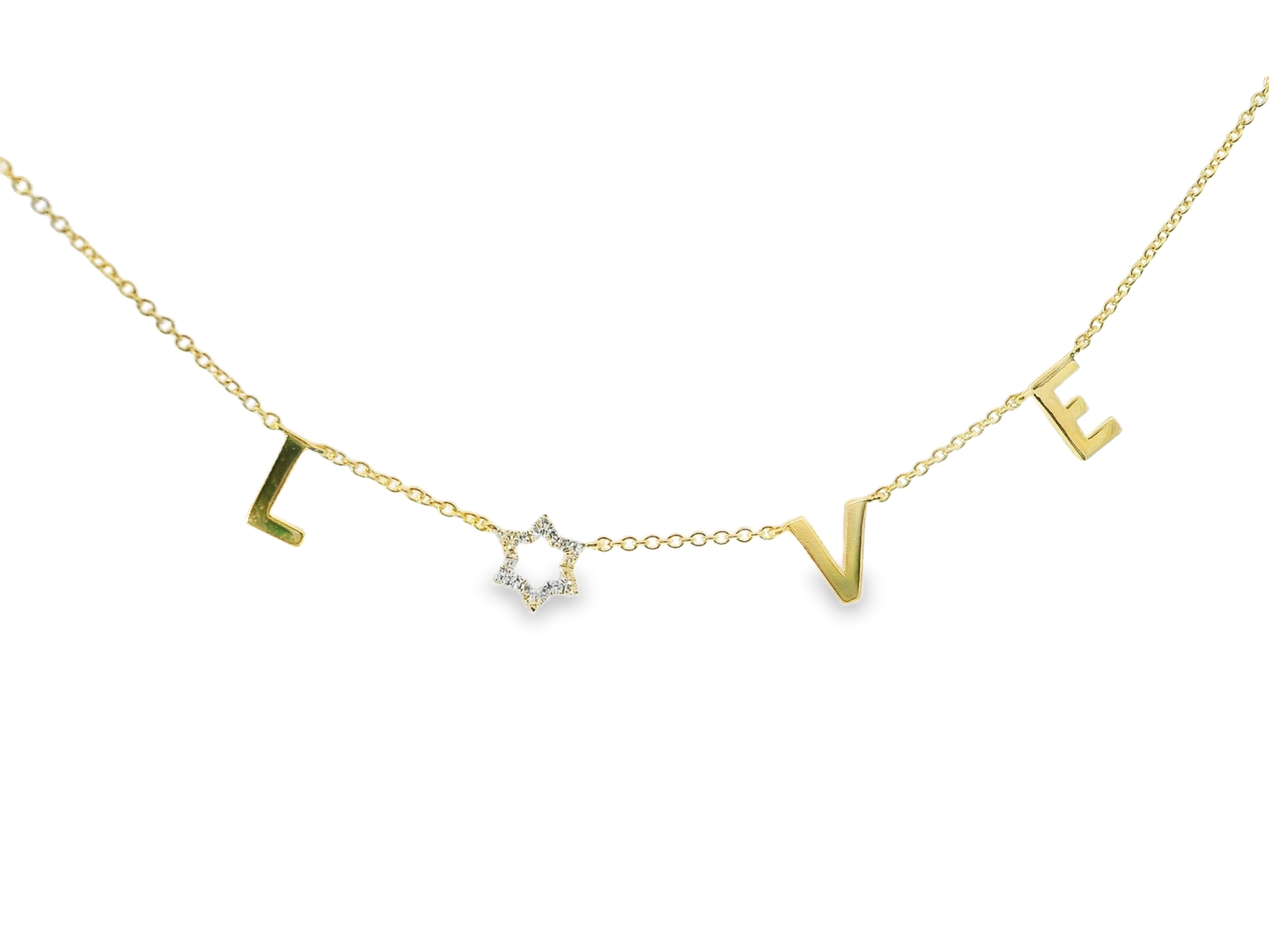 0.05CT Diamond  14k Yellow Gold Love Pendant