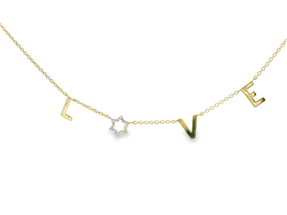 0.05CT Diamond  14k Yellow Gold Love Pendant