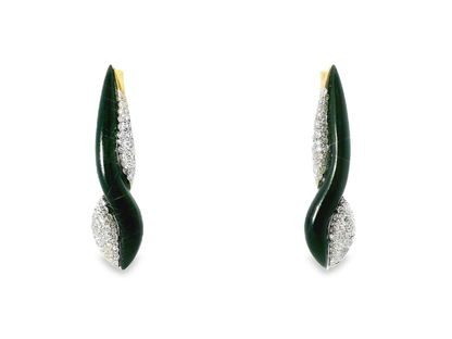 0.87CT Diamond with Black Agate 14k Yellow Gold Earring