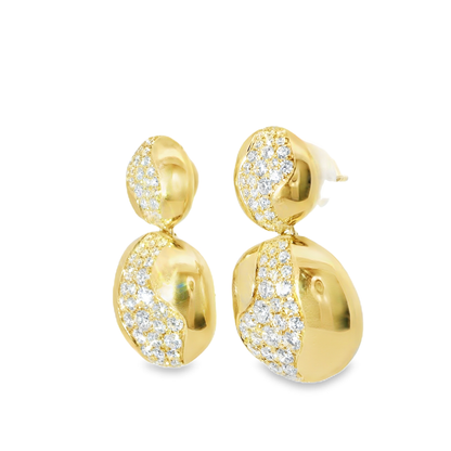 1.62CT Diamond  14k Yellow Gold Earring