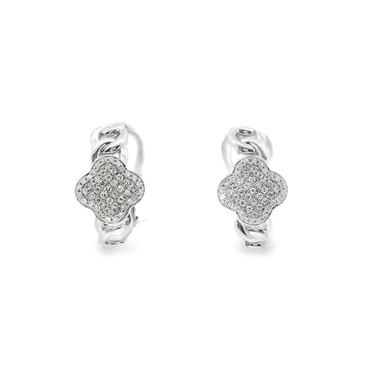 0.22CT Diamond Hoop 14k White Gold Earring