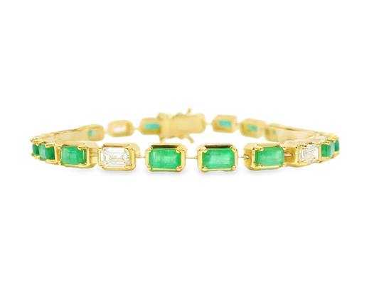 1.85CT Lab Diamond 4.25CT Emerald Cut 14K Yellow Gold Bracelet