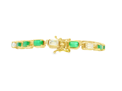 1.85CT Lab Diamond 4.25CT Emerald Cut 14K Yellow Gold Bracelet