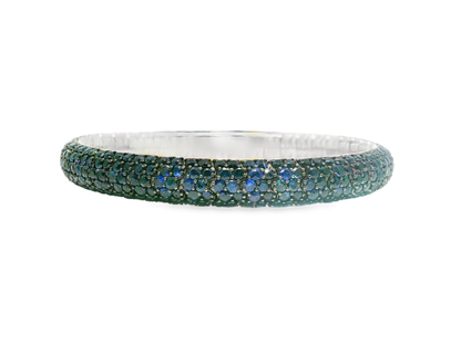 18.30CT Blue Sapphire 14k White Gold Bangle