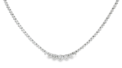 3.76CT Diamond 3 Prong Graduated Tennis 14k White Gold Necklace