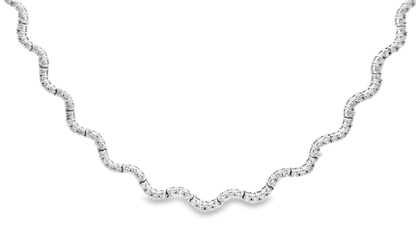5.00CT Diamond Wavy  Tennis Necklace 14k White Gold