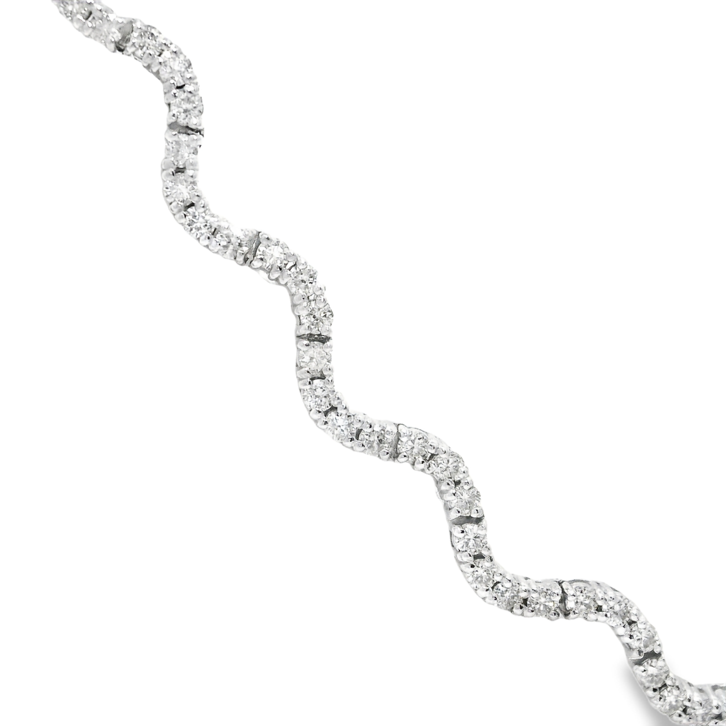 5.00CT Diamond Wavy  Tennis Necklace 14k White Gold