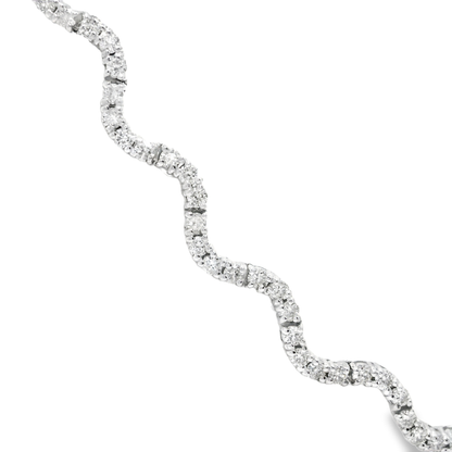 5.00CT Diamond Wavy  Tennis Necklace 14k White Gold