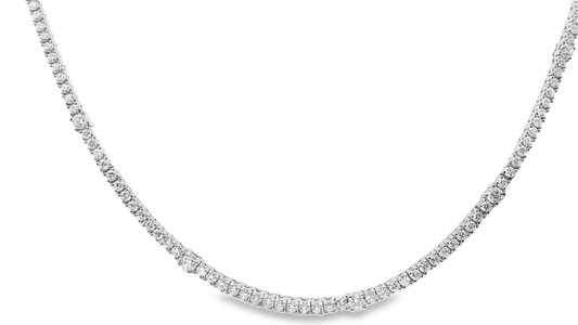 5.18CT Diamond 4 Prong Graduated Tennis 14k White Gold Necklace