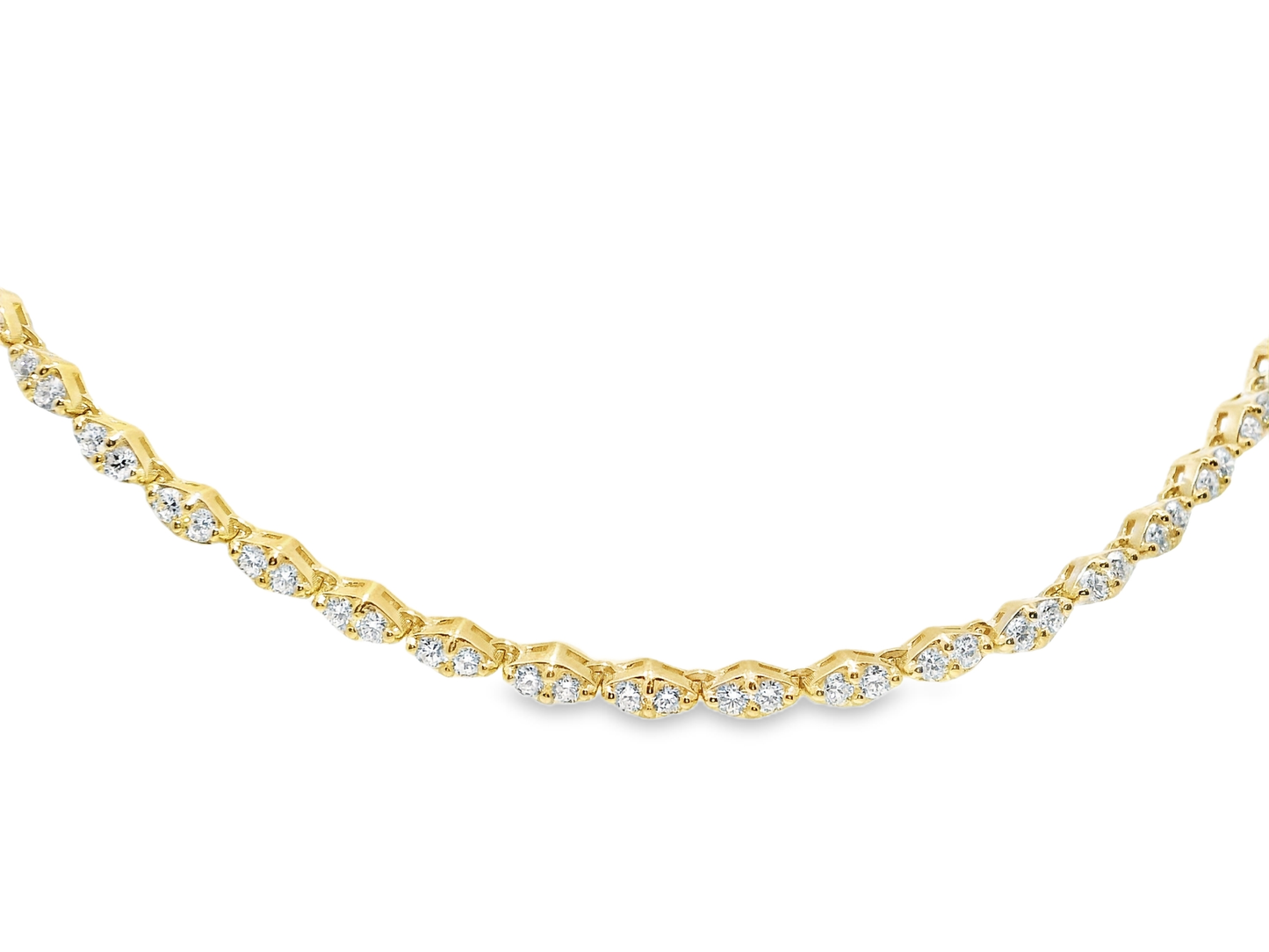 5.18CT Diamond 4 Prong Graduated Tennis 14k Yellow Gold Necklace
