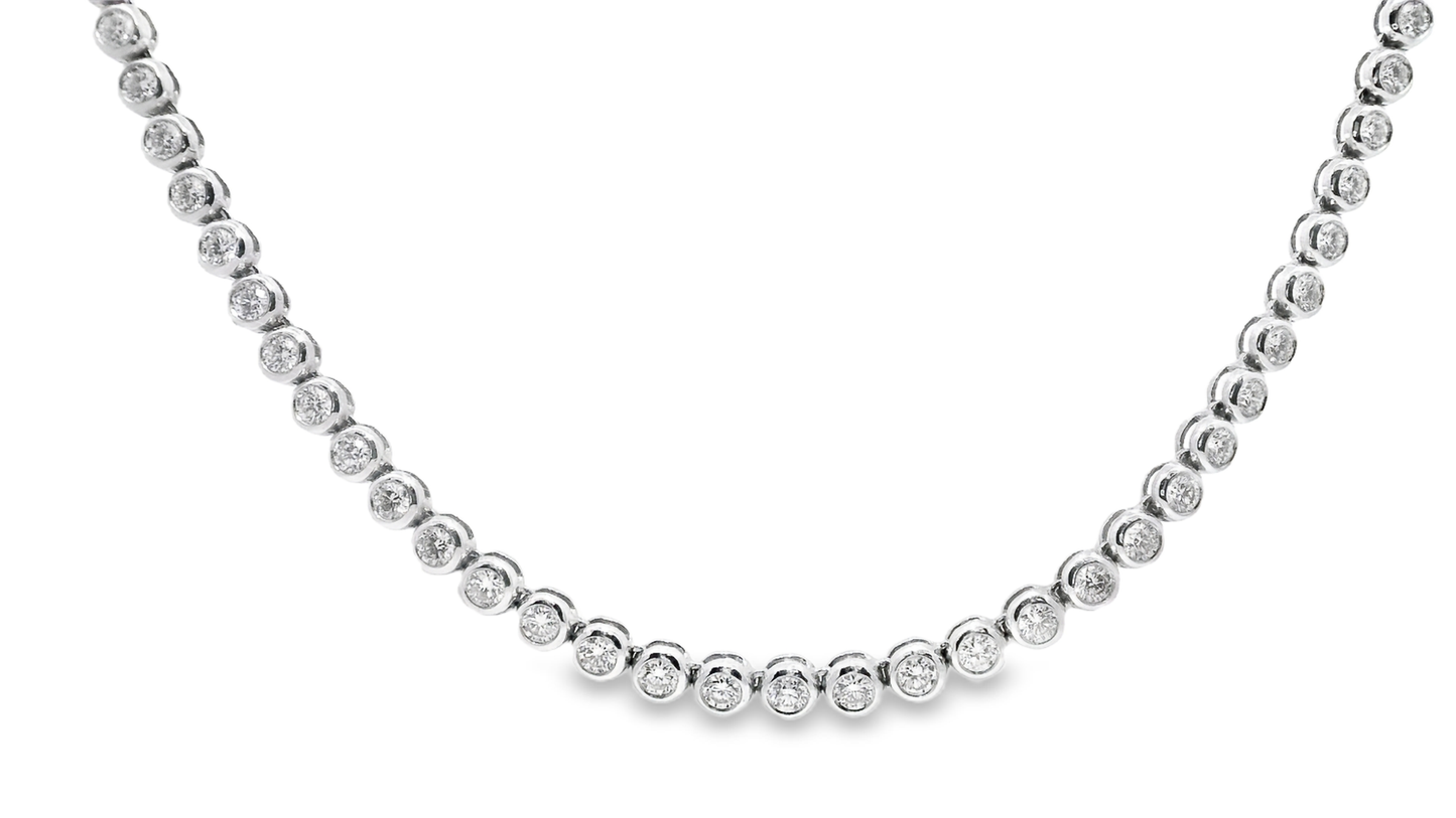 7.88CT Diamond Bezel Tennis 14k White Gold Necklace
