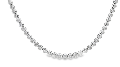 7.88CT Diamond Bezel Tennis 14k White Gold Necklace