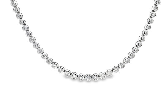 7.88CT Diamond Bezel Tennis 14k White Gold Necklace