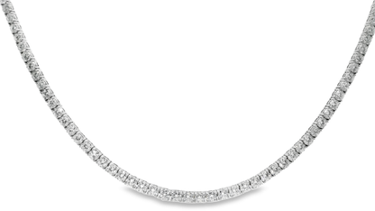 17.18CT Diamond 4 Prong Tennis Necklace 14k White Gold