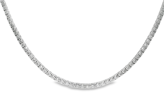 17.18CT Diamond 4 Prong Tennis Necklace 14k White Gold