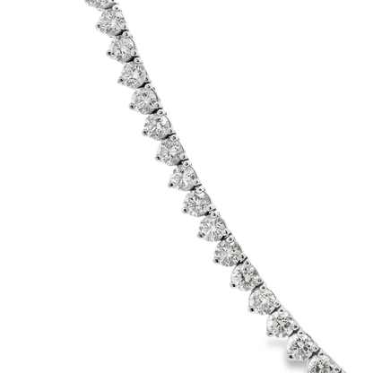 18.79CT Diamond 3 Prong Tennis Necklace 14k White Gold