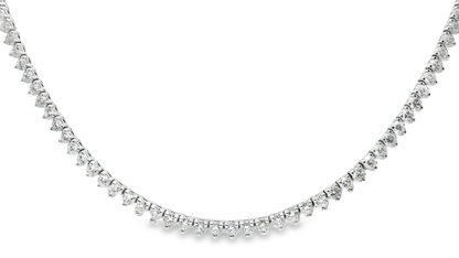9.21CT Diamond 3 Prong Tennis 14K White Gold Necklace