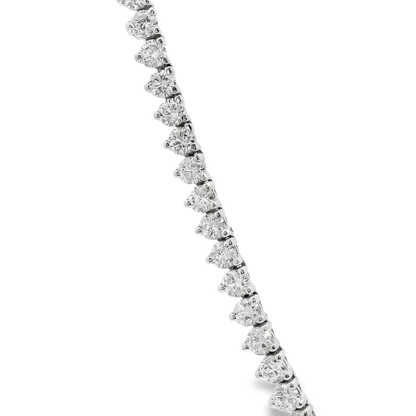 9.21CT Diamond 3 Prong Tennis 14K White Gold Necklace