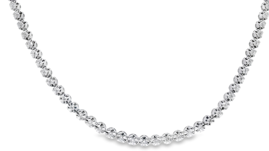 3.30CT Diamond Buttercup  Tennis 14K White Gold Necklace