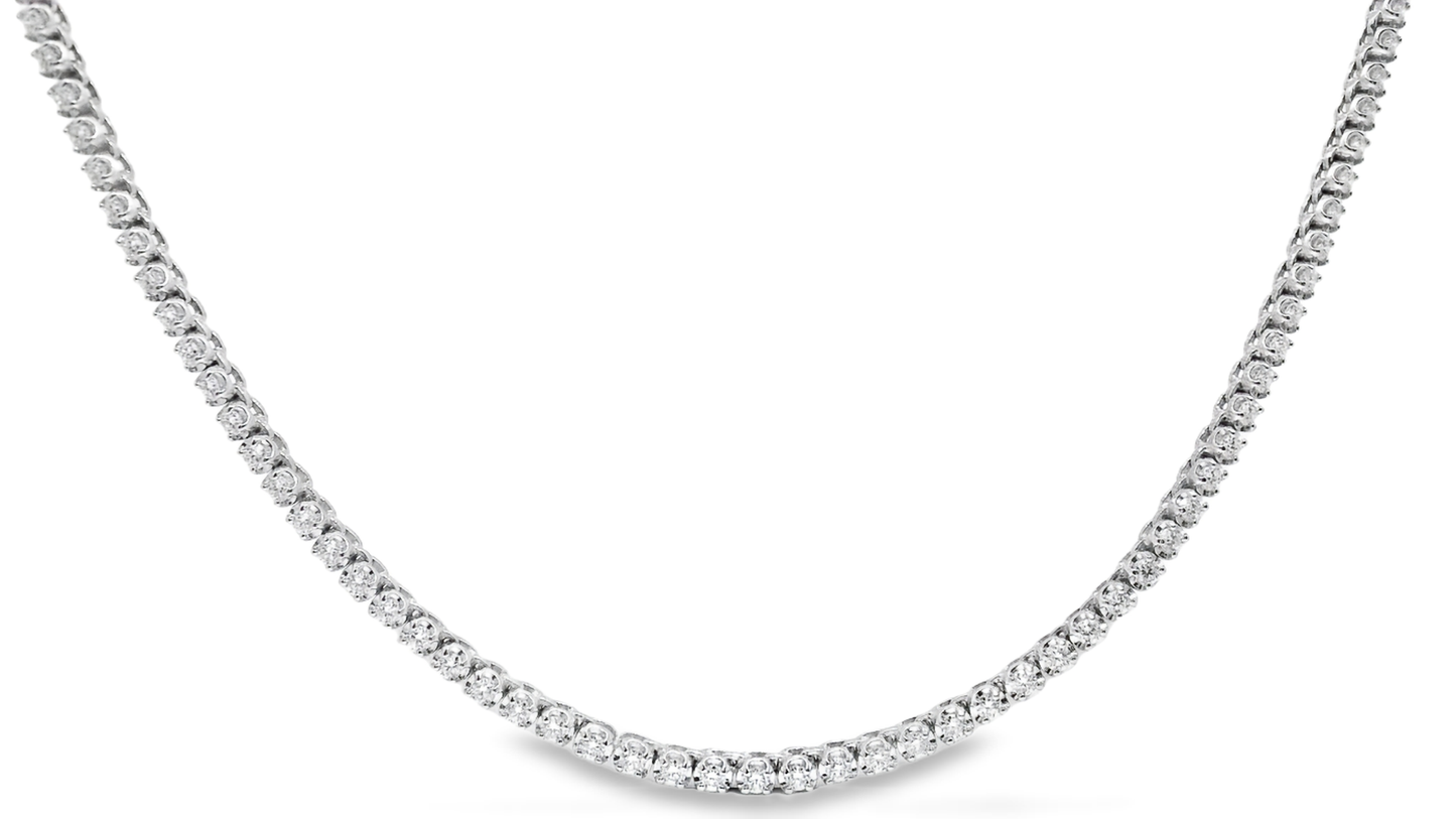 3.46CT Diamond Buttercup  Tennis 14K White Gold Necklace