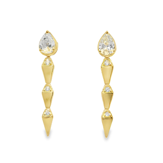 1.38CT  Lab Diamond 14k Yellow Gold Earring