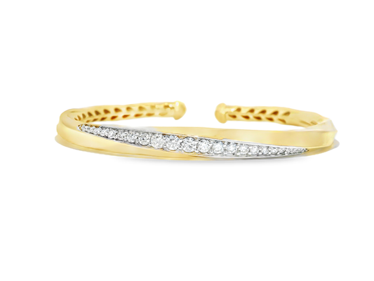 0.86CT Diamond Bangle 14k Yellow Gold