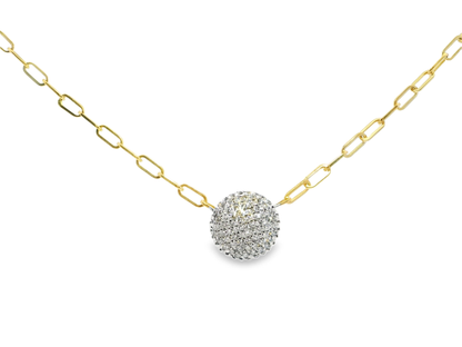 1.05Ct Round Diamond Chain Pendant 14k Yellow Gold