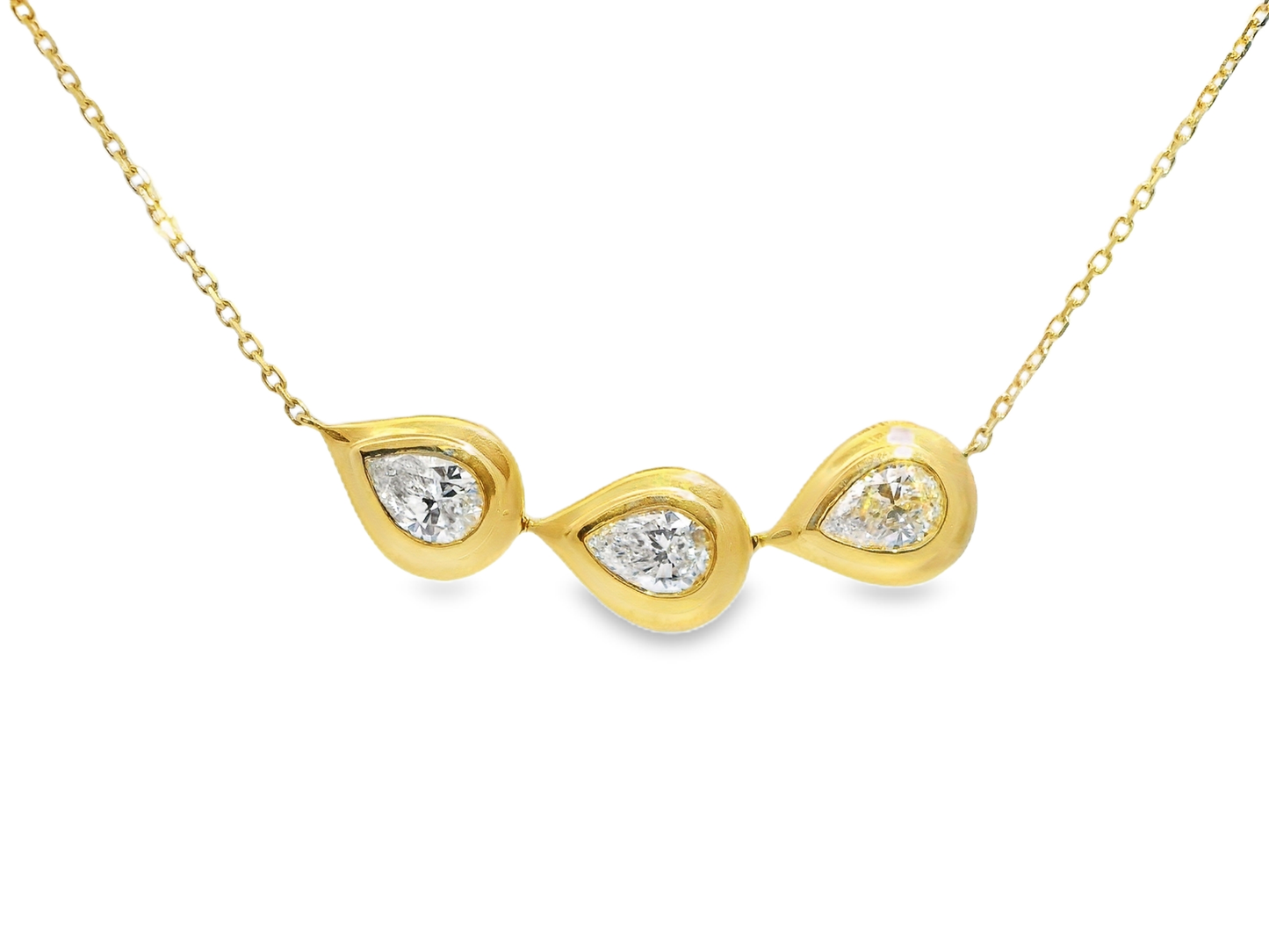 1.64CT Lab Diamond  Triple Pear Pendant 14k Yellow Gold