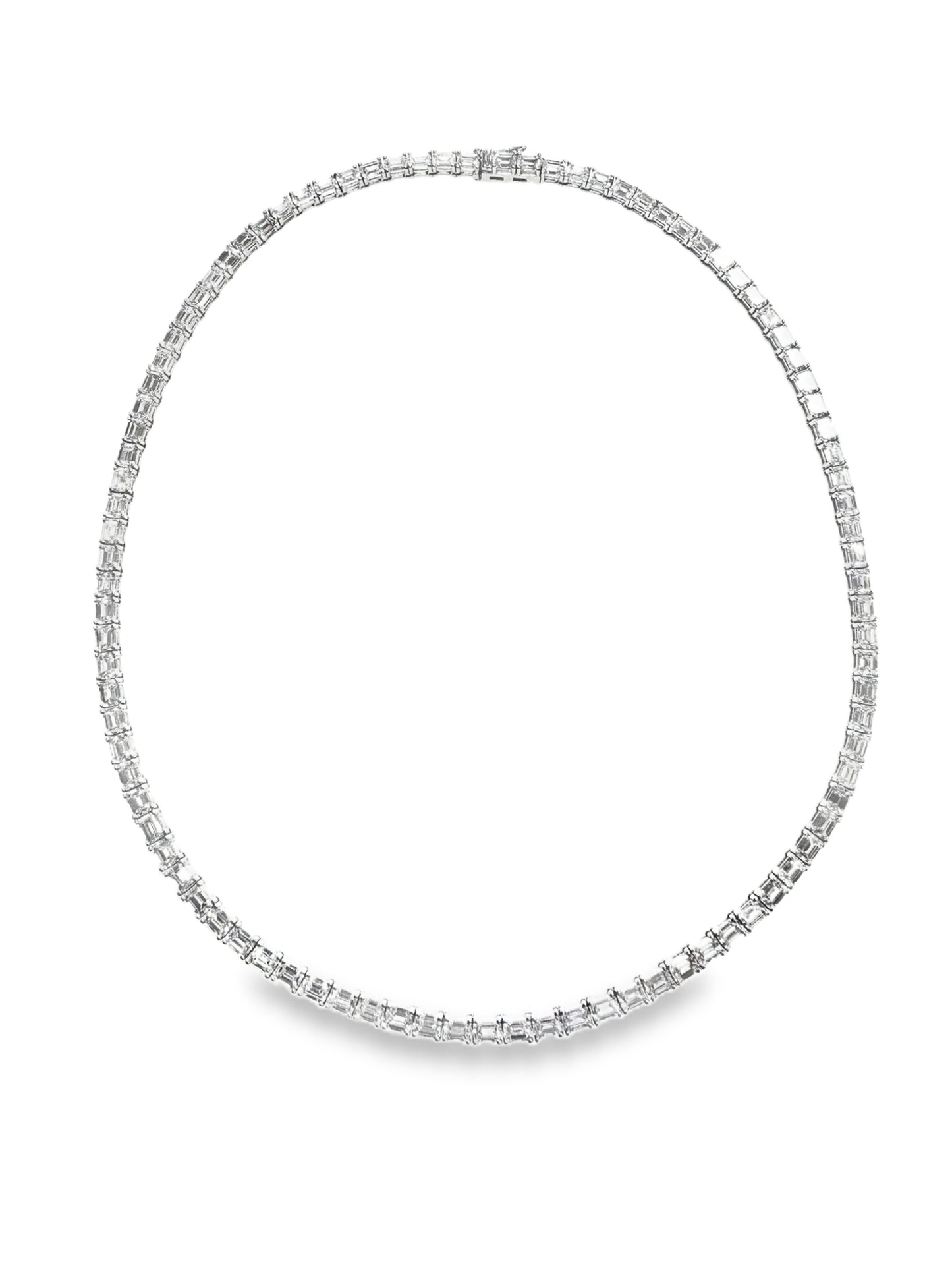 20.72CT Emerald Cut Lab Diamond Necklace 14k White Gold